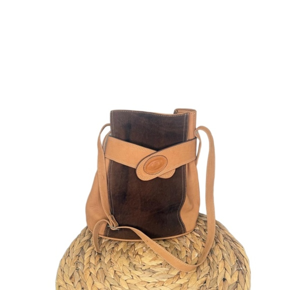 Vtg AB Purse Bag Leather Brown Shoulder Bucket Handmade Vintage Boho Artisan